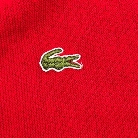 Vintage IZOD Lacoste Red V Neck Cardigan Grandpa Sweater Men's XL Made in USA - Picture 4 of 10